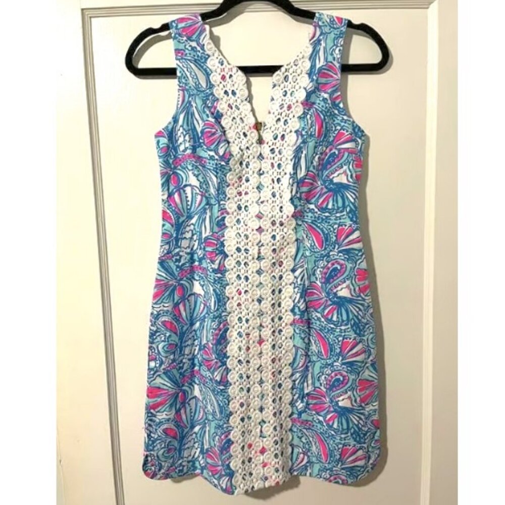 Lilly Pulitzer Target Shift Dress My Fans Blue Pink Size 2 NWT